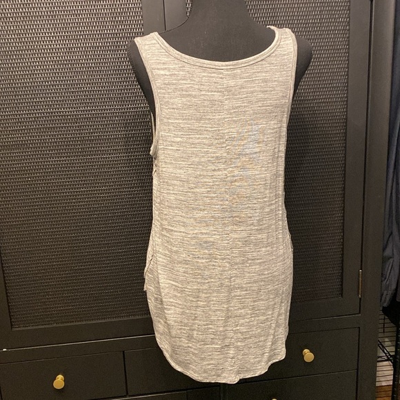 LOFT Tank Top | Flowy Space Dye Soft Knit | Gray Sleeveless Tunic Length Size M - Picture 4 of 7